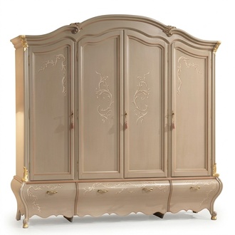 GroÃer Klassischer ViertÃ¼riger Kleiderschrank Luxus Massivholz MÃ¶bel