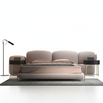 GroÃes Beiges Schlafzimmer Doppelbett Designer Breites Textil Kopfteil