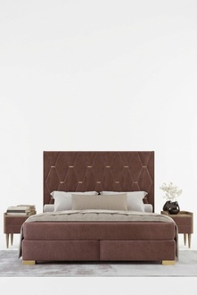 GroÃes Braunes Edelstahlbett Designer Doppelbetten Textilbetten 3tlg Set