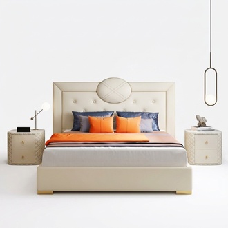 GroÃes WeiÃes Schlafzimmer Doppelbett Designer Holzgestell Modernes Bett
