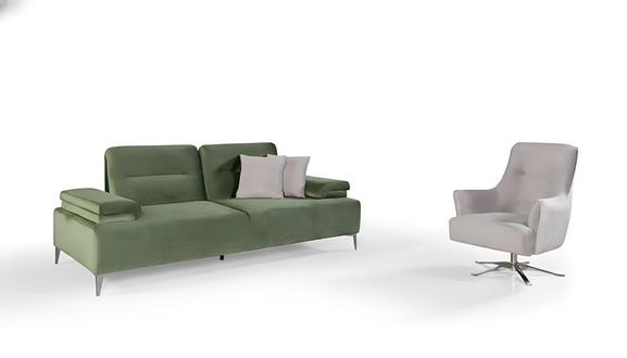 GrÃ¼n-WeiÃe Wohnzimmer Polster Garnitur 3-Sitzer Couch Sessel Luxus Couch