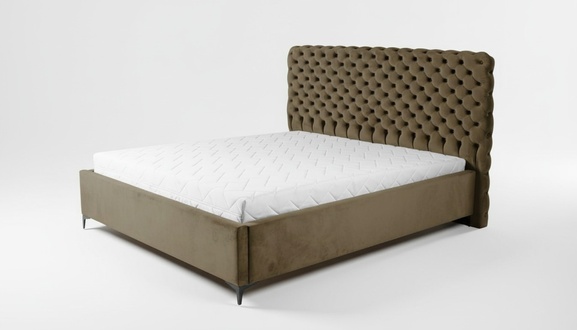 GrÃ¼nes Chesterfield-Bett Klassisches SchlafzimmermÃ¶bel-Design Eleganter Stoff