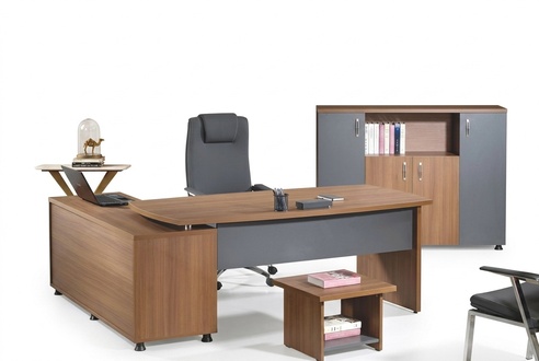 Gruppe BÃ¼ro EckbÃ¼rotisch ArbeitszimmermÃ¶bel Schrank 3tlg Holz Braun