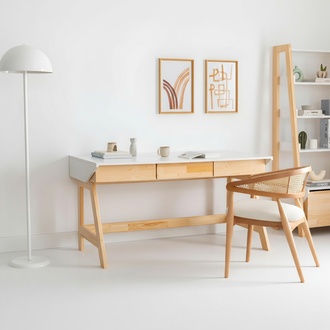 Hellbeiger Schreibtisch LuxuriÃ¶se Arbeitszimmer Designer Holz Tische