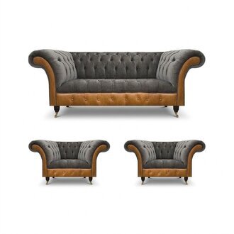 Hellgraue Chesterfield Lehnsessel Designer 3-Sitzer Couch Polster MÃ¶bel