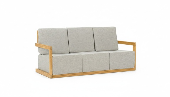 Hellgraues Polstersofa LuxuriÃ¶se Terrassen MÃ¶bel Beiges Holz Gestell