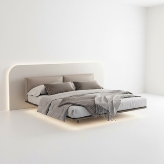 Hellgraues Schlafzimmer Bett Doppelbetten LuxuriÃ¶se Betten Holzgestell