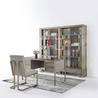Hochwertige Designer BÃ¼ro Einrichtung Stil MÃ¶bel Tisch Sessel Vitrine 4tlg.