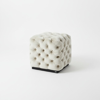Hocker FuÃhocker Polyester Wohnzimmer Stoff WeiÃ Luxus Chesterfield