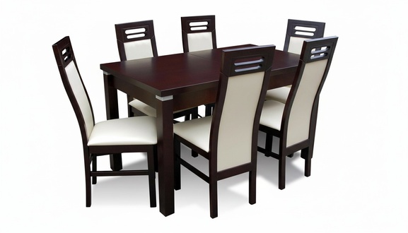 Holz Designer Ess Tisch + 6 StÃ¼hle Set Garnitur Zimmer Gruppe 7 tlg. Tische Neu
