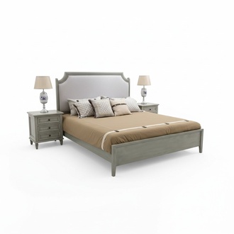 Holzbett Bett Polster Bettrahmen MÃ¶bel Doppelbett Luxus Schlafzimmer Holz grau