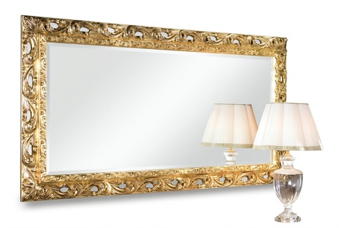 Italienische Klassischer Designer Spiegel MÃ¶bel Wandspiegel Holz Gold