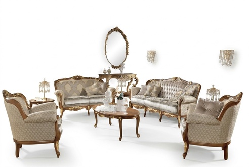 Italienische MÃ¶bel Sofa Garnitur Gruppe Klassische Sitz Massivholz jvmoebel Â®