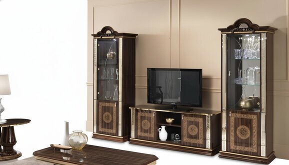 Italienische Wohnwand MÃ¶bel Schrank Vitrine rtv 3tlg. Set Luxus tv vitrinen