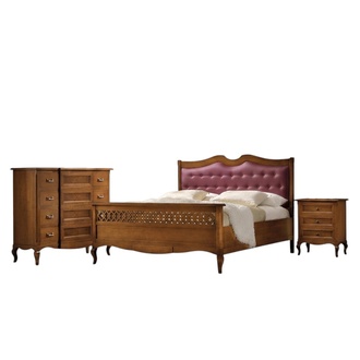 Italienisches Designer Schlafzimmer Bett 2x Nachttische Kommode 4tlg. Set
