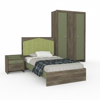 Jugendzimmer Set Bett Nachttisch Kleiderschrank Kinder MÃ¶bel Set GrÃ¼n 3tlg