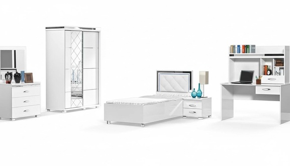 KindermÃ¶bel Bett Nachttisch Kleiderschrank 5tlg WeiÃ Einzelbett Tische