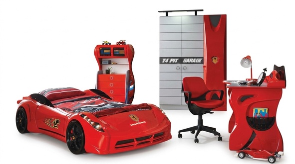 Kinderzimmer Auto Set Bett Kleiderschrank Kommode Schreibtisch Junge MÃ¶bel 4tlg
