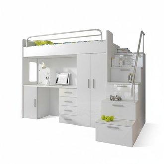 Kinderzimmer Doppelstockbett WeiÃ Tisch Schrank Multifunktion Etagen Hochbett