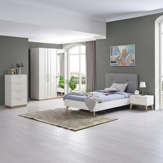 Kinderzimmer Garnitur Kinderbett Jugendbett Bett Set 4tlg WeiÃ Holz
