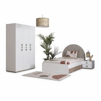 Kinderzimmer Jugendbett Garnitur Nachttisch Bett Holz WeiÃ Set 3tlg