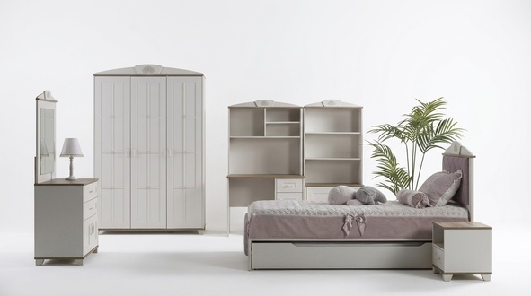 Kinderzimmer Komplete Chesterfield KindermÃ¶bel Bett Holz Rosa Set 8tlg