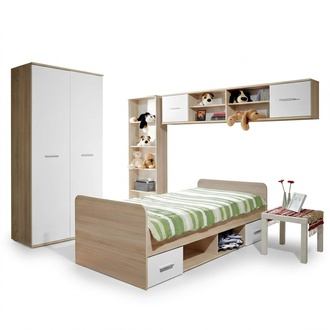 Kinderzimmer Komplett Bett Kleiderschrank BÃ¼cherregal Wandregal Set 5 tlg