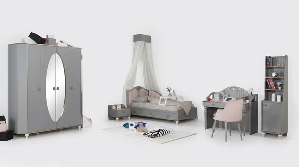Kinderzimmer MÃ¶bel 5tlg Set Design Bett Nachttisch Kleiderschrank Neu