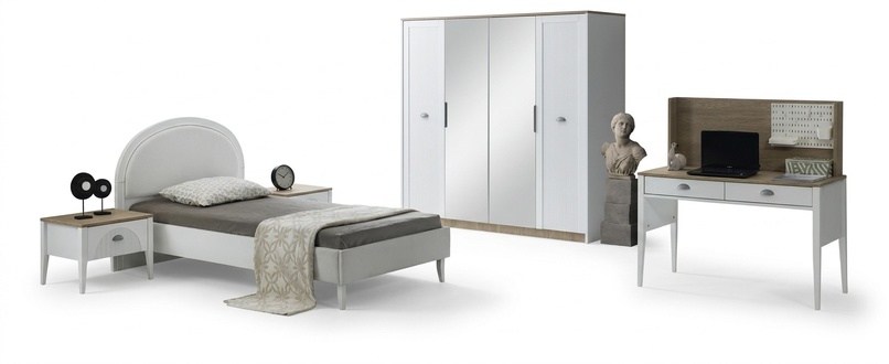 Kinderzimmer Set Modern Einzelbett Nachttisch Funktionaler Schreibtisch Design