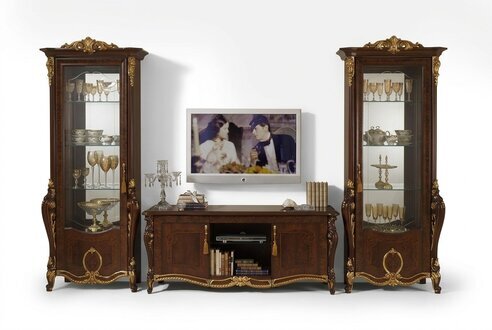 klassisch Wohnwand Vitrine Kommode Schrank sideboard Barock Rokoko