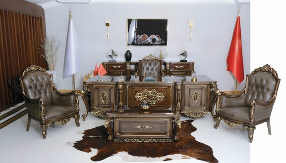 Klassische BÃ¼ro Einrichtung Luxus Schreibtisch Sofagarnitur Arbeitszimmer 6tlg