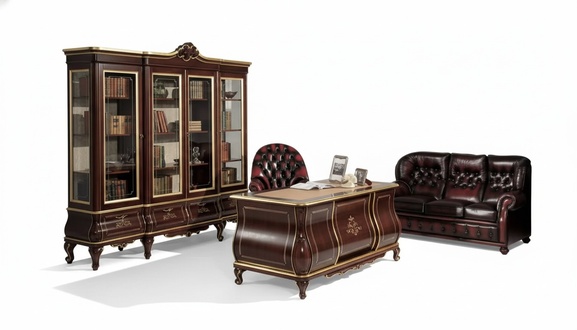 Klassische BÃ¼ro Einrichtung Schreibtisch BÃ¼cherregal 4 tlg HolzmÃ¶bel