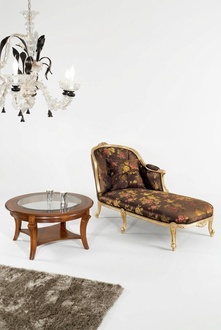 Klassische Chaiselongue + Couchtisch Gold Blumen Liege Italienische MÃ¶bel Tisch