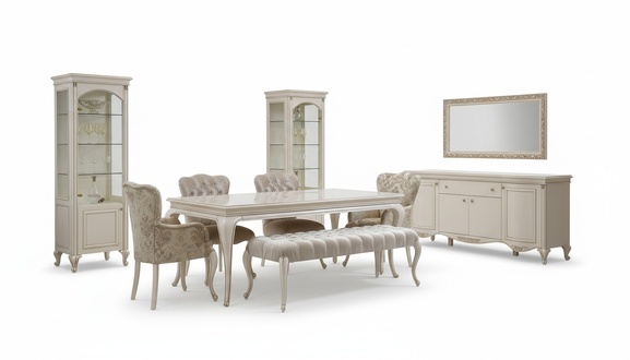 Klassische Esszimmer Garnitur Tisch Hocker Essgarnitur StÃ¼hle Set 6tlg Neu