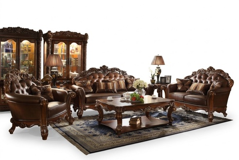 Klassische Garnitur 3+2+1+1 Sitzer Sofagarnitur Couch Sofa Leder Sofa