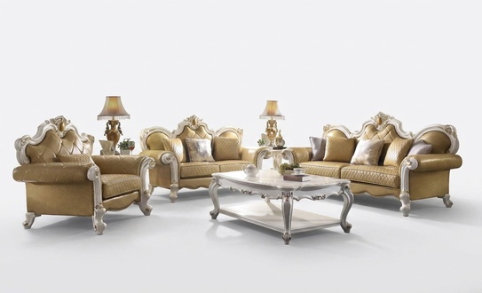 Klassische Sofa Garnitur 3+2+1 Sitzer Ledersofa Couch Leder 3tlg. Set