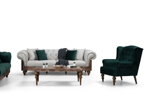 Klassische Sofagarnitur 3-Sitzer + Sessel Chesterfield Designer MÃ¶bel