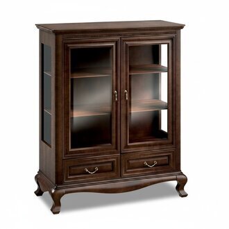 Klassische Vitrine Vitrinenschrank Schrank Echtholz Vitrinen V-W 3-4 Glasschrank