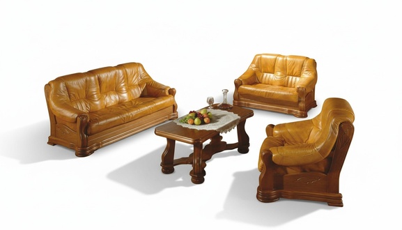 Klassische Wohnzimmer MÃ¶bel Sofagarnitur Ledersofa Sitzpolster Sofa