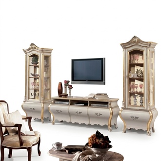 Klassische Wohnzimmer Wohnwand SchrÃ¤nke Vitrine Luxus Set HolzmÃ¶bel 3tlg