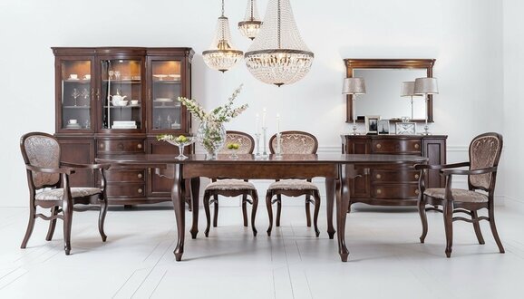 Klassischer Antik Stil Esstisch Wohnzimmer Holz Tische 100x190/270cm