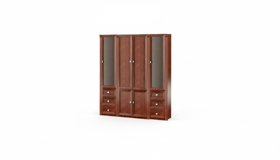 Klassischer Brauner BÃ¼roschrank Exklusiver Glasschrank Edle Holz Regale