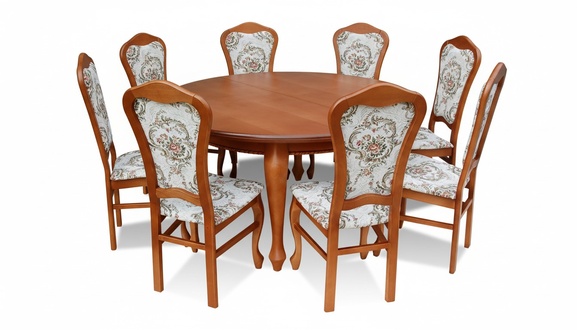 Klassischer Rund Runder Tisch Holz Design Esszimmer Tische + 8 StÃ¼hle
