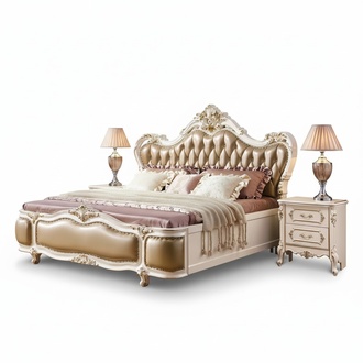Klassischer Schlafzimmer Luxus Set 3tlg Bett + 2Ñ Nachttische neu