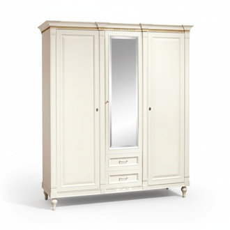 Klassischer Schrank Kleiderschrank Massiv Landhaus GroÃer Spiegelschrank FL-D3
