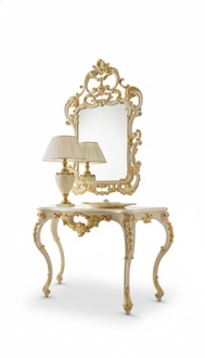 Klassischer Spiegel Schminktisch Konsole Tisch Gold Holz MÃ¶bel 2tlg