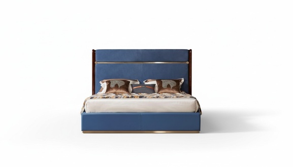 Klassisches Bettgestell Leder Bett Blaue Luxus Betten Schlafzimmer MÃ¶bel
