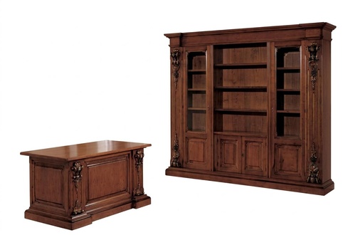 Klassisches Braunes Arbeitszimmer Set BÃ¼rotisch BÃ¼cherregal Tisch Regal