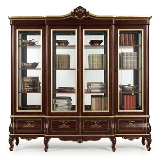 Klassisches Braunes BÃ¼cherregal Schubladen GlastÃ¼ren Massivholz MÃ¶bel