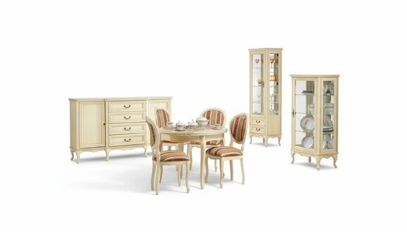 Klassisches Esszimmer Kommode Tisch StÃ¼hle Vitrine KÃ¶nig Chippendale Wersal1